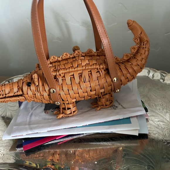 Tommy Bahama Tan Woven Alligator Mini Bag - Picture 6 of 9